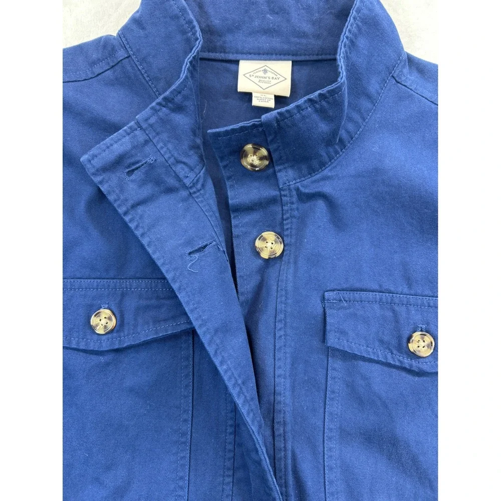 St Johns‎ Bay Classic Anorak Jacket Womens XL Blue Cotton Utility Pockets - Picture 3 of 7
